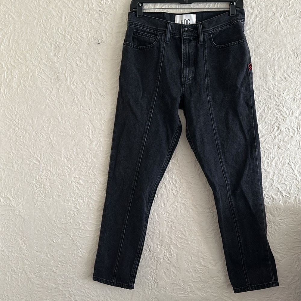 Urban Outfitters BDG Dad Slim Tapered Fit Black Front Seams Jeans 29